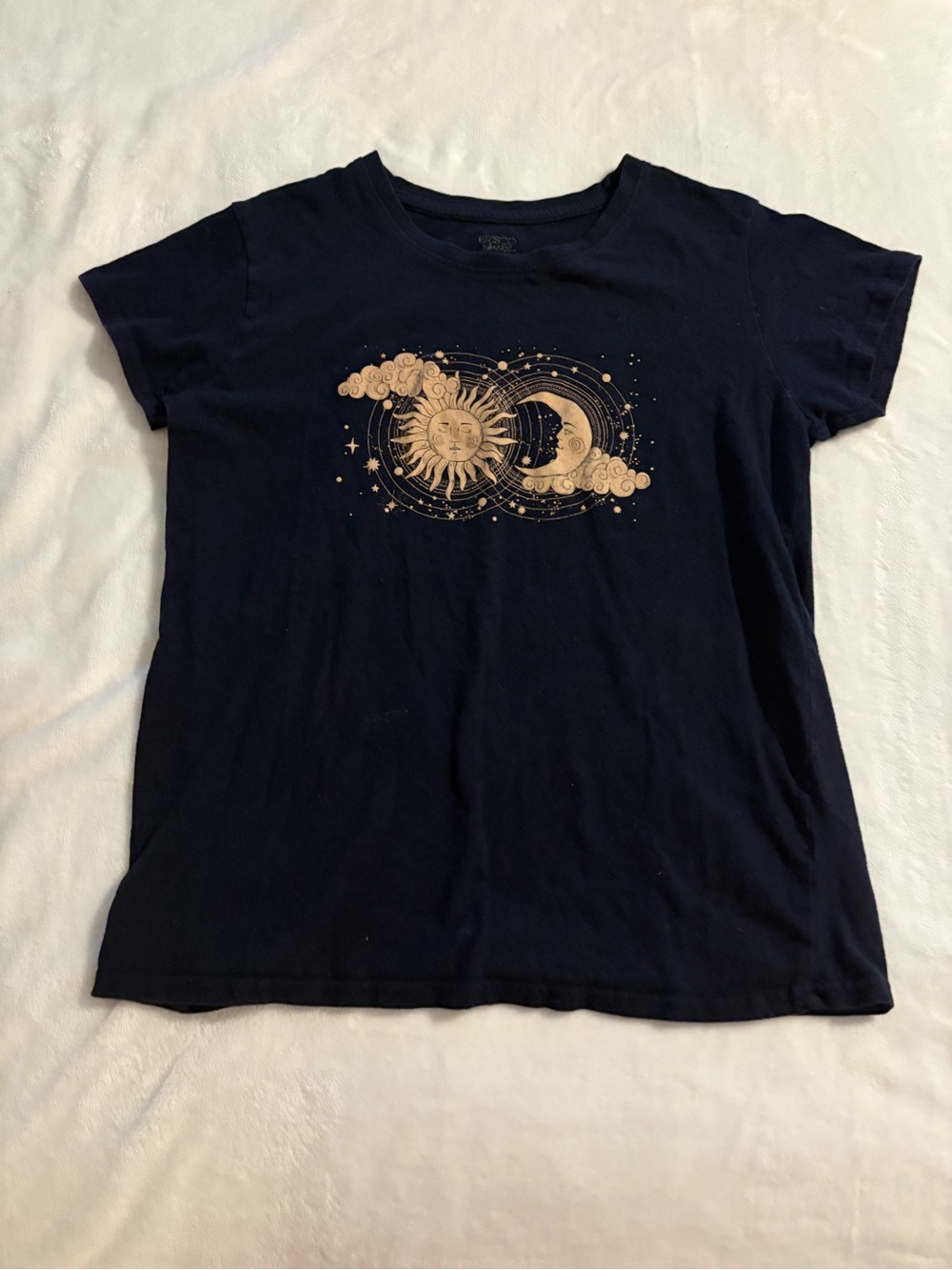 navy kids shirt large with sun and moon graphic